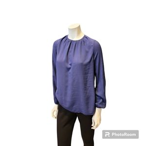Blue woven long sleeve blouse